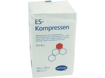 ES compress 7,5x7,5cm unster. 8f 100st.
